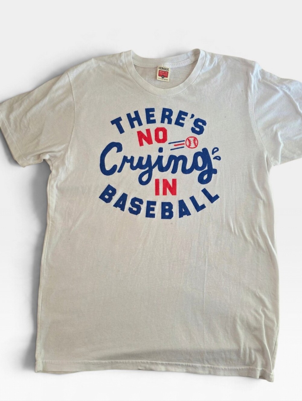 HOMAGE There's No Crying In Baseball Graphic Tee - White Large Unisex